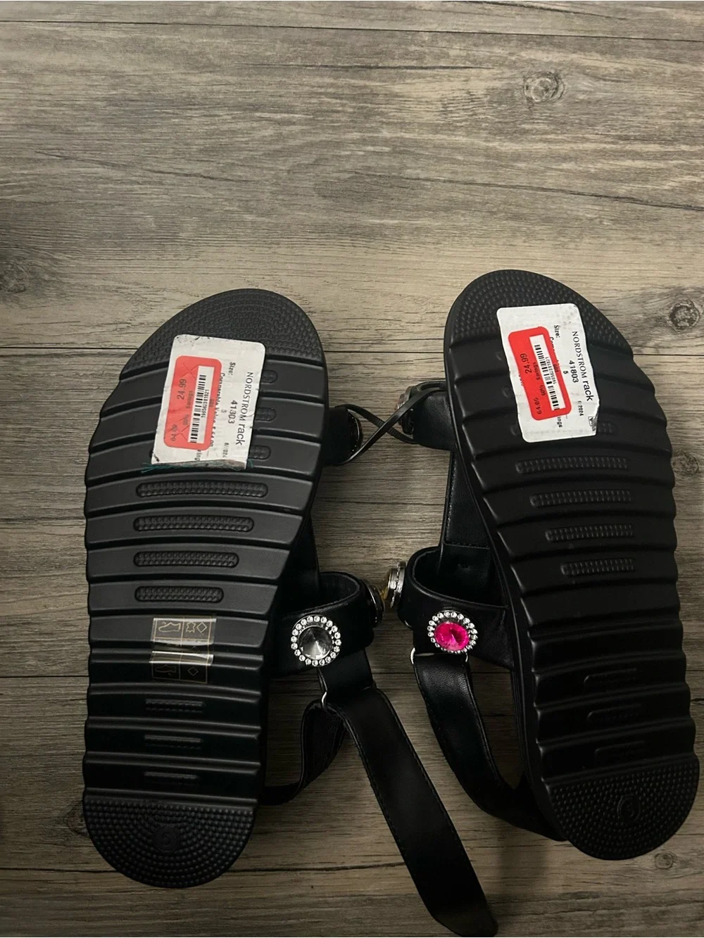 Kurt Keiger  Black Jeweled Strap Sandals